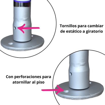 Barra Pole Dance Profesional Giratorio/Estático - Portátil Inoxidable